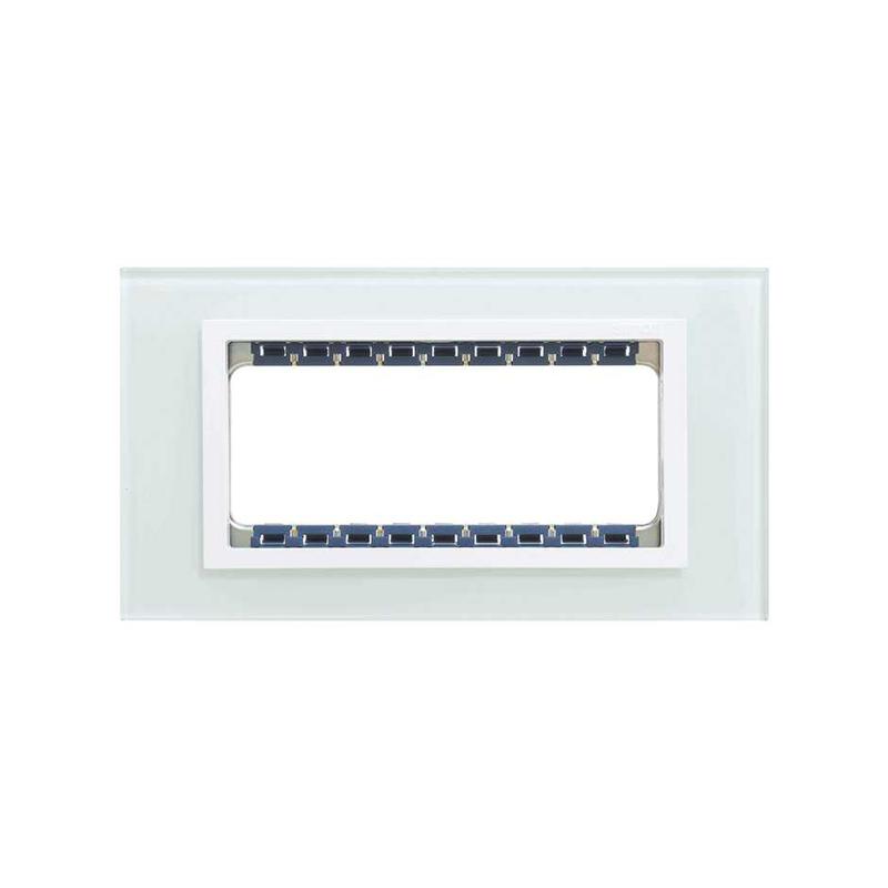Рамка 5мод. Simon82 Centralizations узкая с суппортом натуральный/бел. стекло Simon 82657-60