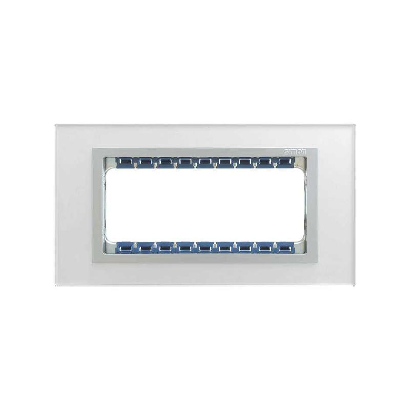 Рамка 5мод. Simon82 Centralizations узкая с суппортом серебро/алюм. стекло Simon 82957-62