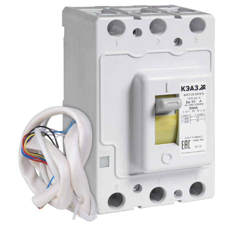 Выключатель автоматический 3п 125А 500Im 44кА ВА57-35-344610 УХЛ3 690В AC втычн. без панели КЭАЗ 394572