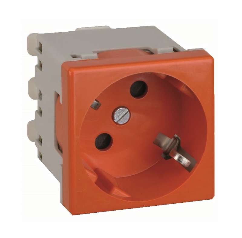 Розетка 1-м СП Simon Connect 16А IP20 250В 2P+E с заземл. модуль K45 45х45 безвинт. клеммы красн. Simon K11-6