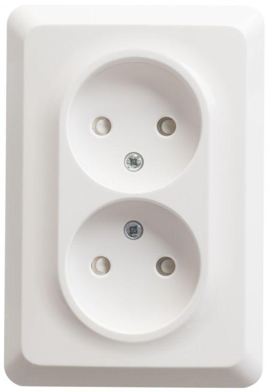 Розетка 2-м СП Этюд 16А IP20 250В без заземл. защ. шторки бел. SE PC16-106B