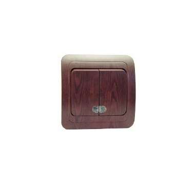 Выключатель 2-кл. СП Mimoza N 10А IP20 с подсветкой дуб/дуб Makel 24223