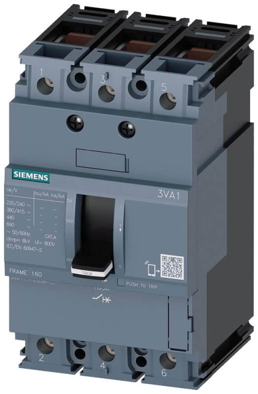 Выключатель в литом корпусе 3п 3VA1 IEC 160 класс откл.способности N ICU=25кА 415В TM210 FTFM IN=125А защ. от перегрузки Siemens 3VA11123ED360AA0