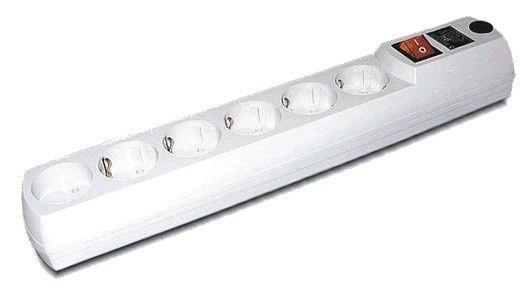 Удлинитель с сетевым фильтром 6х2м 1-м - без заземл. + 5-м - с заземл. ПВС 3х0.75 H6 бел. Most 717214