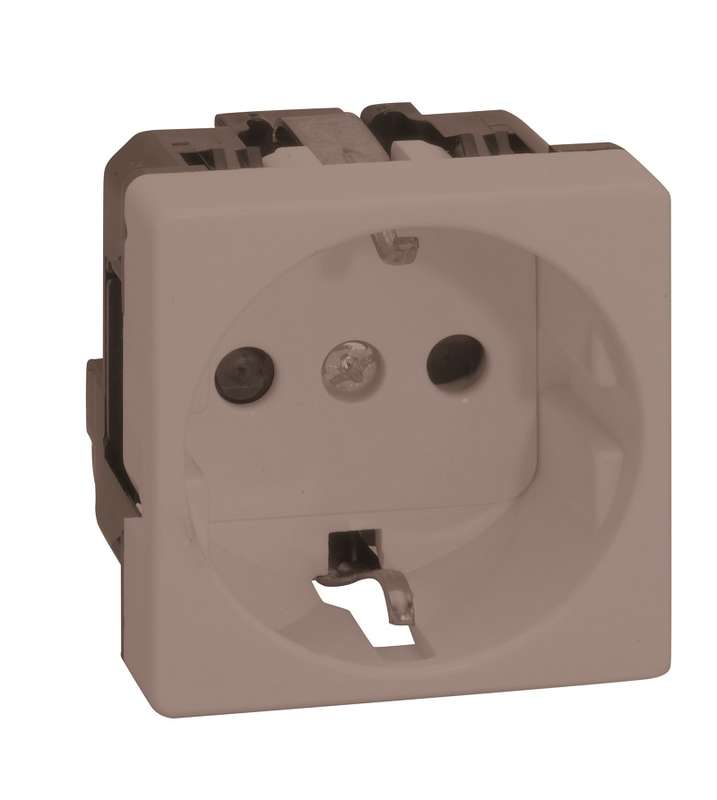 Розетка СП Simon 27 16А IP20 250В 2P+E с заземл. защ. шторки винтов. клеммы широкий модуль механизм сер. Simon 27472-67