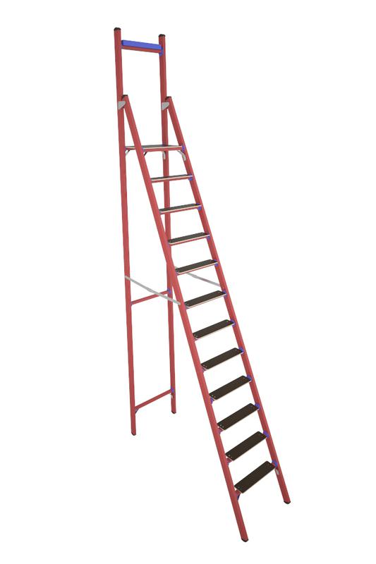 Стремянка диэлектрическая СВД-3.0 Евро Телеком с вертикальной опорой стеклопластик. Антиток Д413759