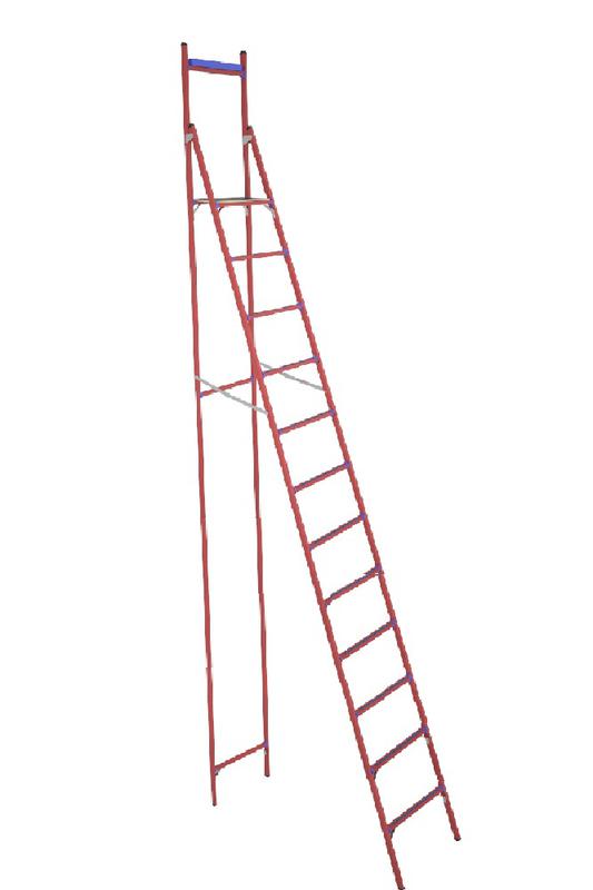 Стремянка диэлектрическая СВД-4.0 Евро с вертикальной опорой стеклопластик. Антиток Д413762