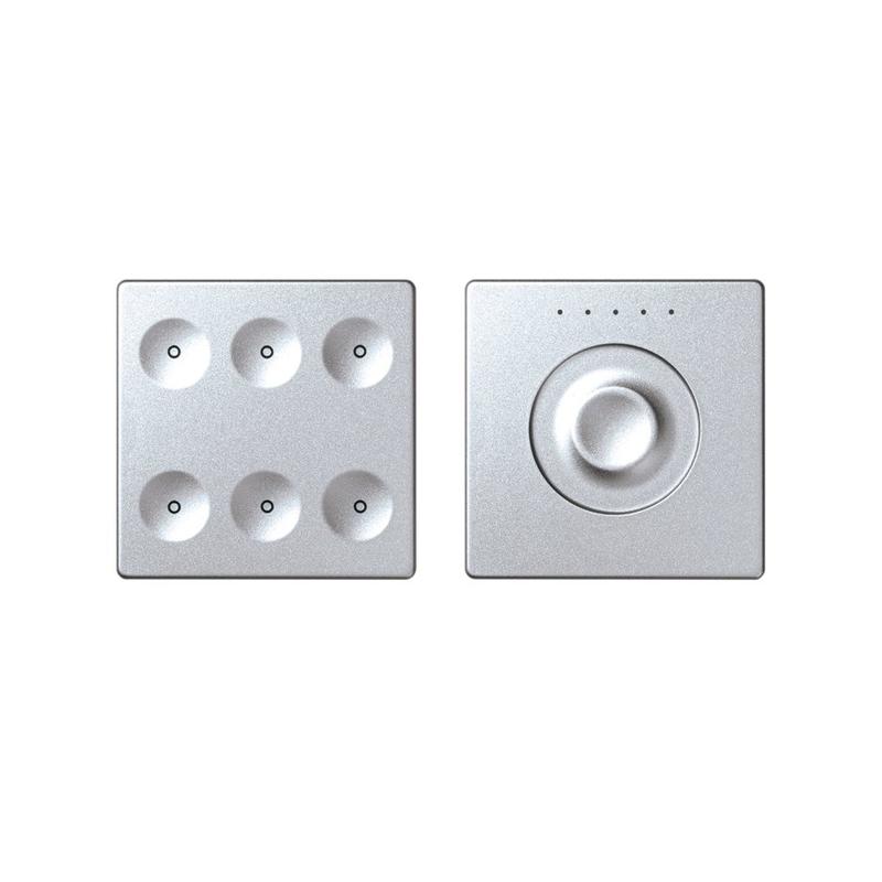 Комплект выключателя 6-кл. сенсорн. + регулятор KNX; RJ12 алюм. Simon82 Sense 8400671-093