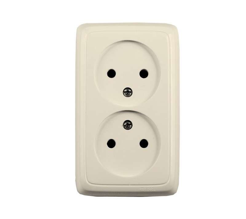 Розетка 2-м ОП Альфа 16А IP20 250В сл. кость HEGEL РА16-141-01