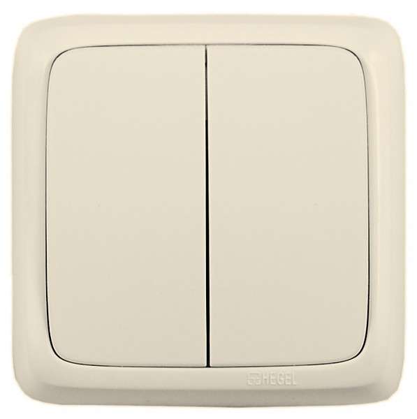 Выключатель 2-кл. ОП Альфа 16А IP20 250В сл. кость HEGEL ВА16-151-01