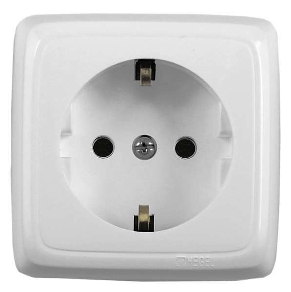 Розетка 1-м ОП Альфа 16А IP20 250В с заземл. с монтаж. пластиной бел. HEGEL РА16-115