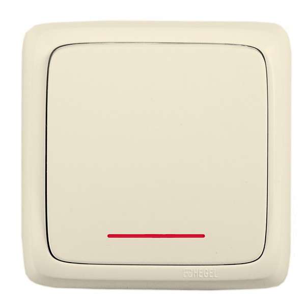 Переключатель 1-кл. ОП Альфа 10А IP20 250В с индикацией с изолир. пластиной сл. кость HEGEL ВА10-164-01