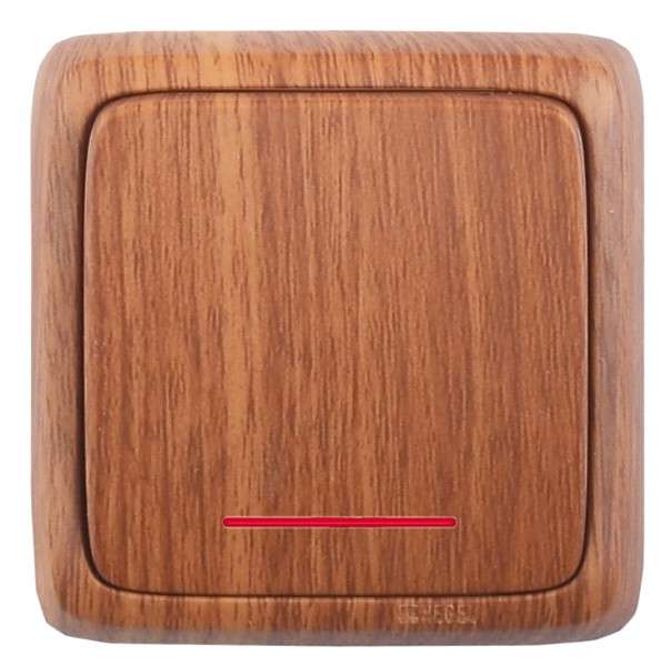 Выключатель 1-кл. ОП Альфа 16А IP20 с индикацией дуб HEGEL ВА16-112-05