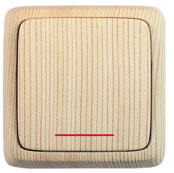 Выключатель 1-кл. ОП Альфа 16А IP20 250В с индикацией с изолир. пластиной сосна HEGEL ВА16-114-02