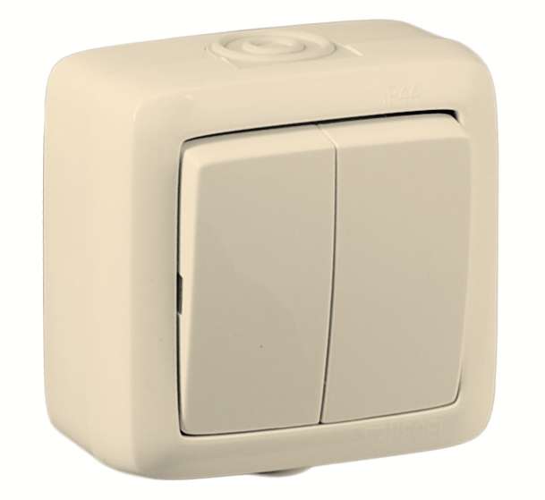 Выключатель 2-кл. ОП Альфа 16А IP44 250В без индикации сл. кость HEGEL ВА16-251-01