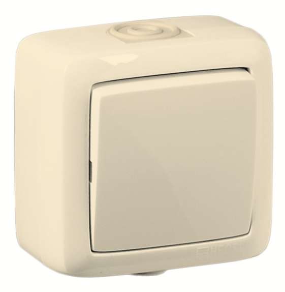 Выключатель 1-кл. ОП Альфа 10А IP44 250В без индикации сл. кость HEGEL ВА10-211-01