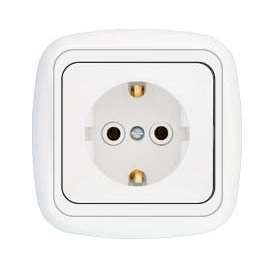 Розетка 1-м СП 6А IP20 с заземл. бел. Bylectrica РС16-256