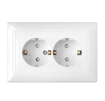 Розетка 2-м СП 16А IP20 с заземл. защ. шторки бел. Bylectrica РС16-351