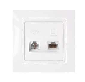 Розетка компьютерная + телефонная 2-м СП бел. Bylectrica ТРК-001