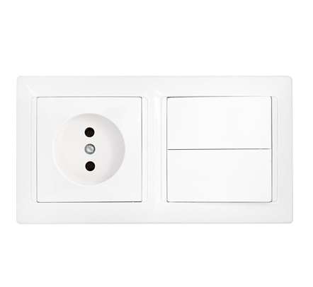 Блок СП (розетка без заземл. + 2-кл. выкл.) бел. Bylectrica 2В-РЦ-687