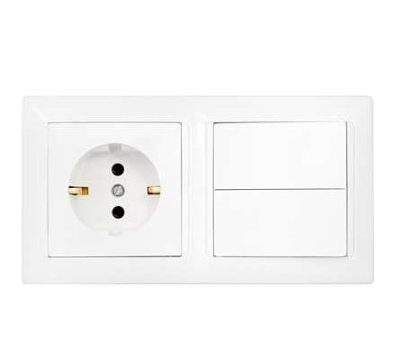 Блок СП (розетка с заземл. + 2-кл. выкл.) бел. Bylectrica 2В-РЦ-693