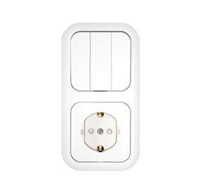 Блок СП (розетка с заземл. защ. шторки + 3-кл. выкл.) бел. Bylectrica 3В-РЦ-667