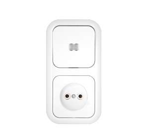 Блок СП (розетка без заземл. + 1-кл. выкл. с подсветкой) бел. Bylectrica В-РЦ-669