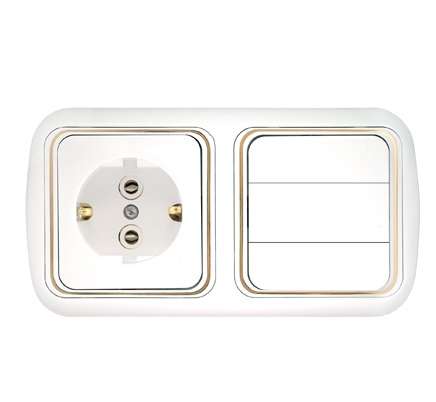 Блок СП (розетка с заземл. + 3-кл. выкл.) бел. Bylectrica 3В-РЦ-499