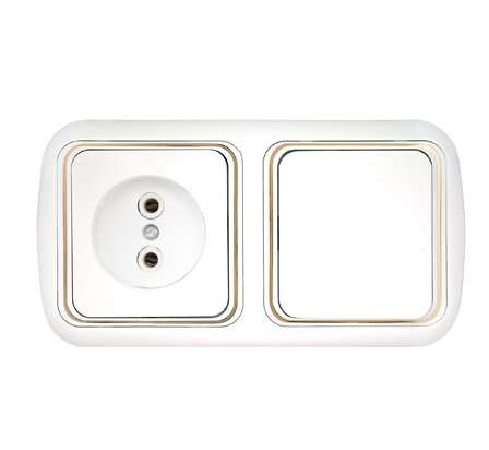 Блок СП (розетка без заземл. + 1-кл. выкл.) бел. Bylectrica В-РЦ-533