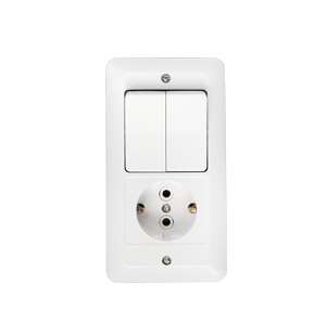 Блок СП (розетка с заземл. + 2-кл. выкл.) бел. Bylectrica 2В-РЦ-649