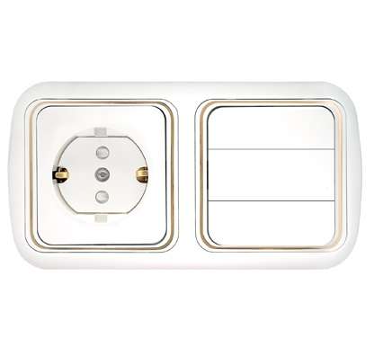 Блок СП (розетка с заземл. + 1-кл. выкл. + 2-кл. выкл.) бел. Bylectrica 3В-РЦ-651