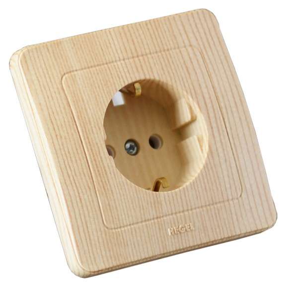 Розетка 1-м СП Мастер 16А IP20 250В с заземл. защ. шторки сосна HEGEL РС16-312-02