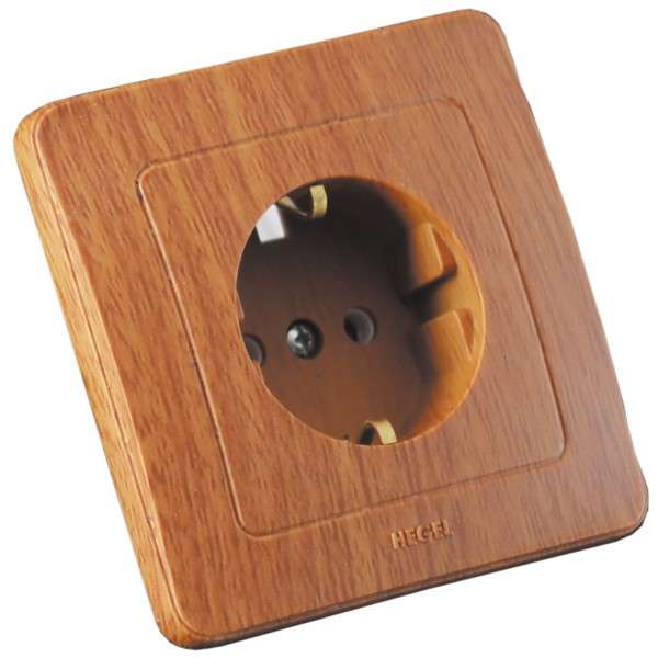 Розетка 1-м СП Мастер 16А IP20 250В с заземл. защ. шторки дуб HEGEL РС16-312-05