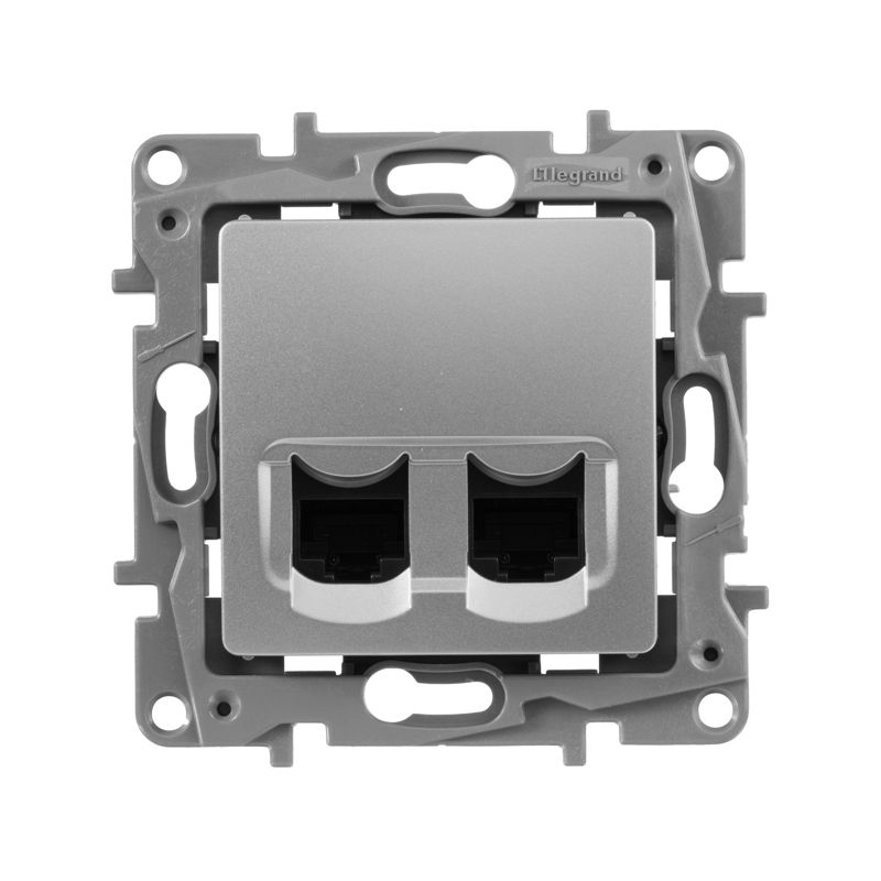 Розетка компьютерная 2-м СП Etika RJ45 кат.5E UTP механизм алюм. IEK 672455