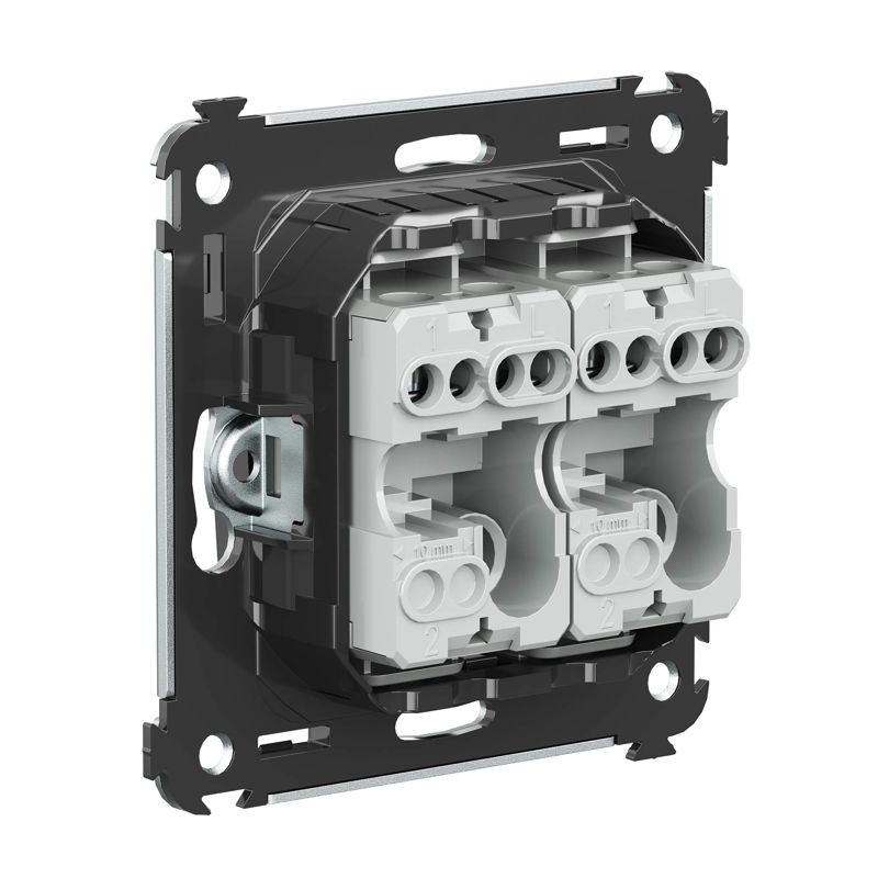 Выключатель 2-кл. 2мод. СП Avanti "Черный квадрат" 16А IP20 черн. DKC 4402104