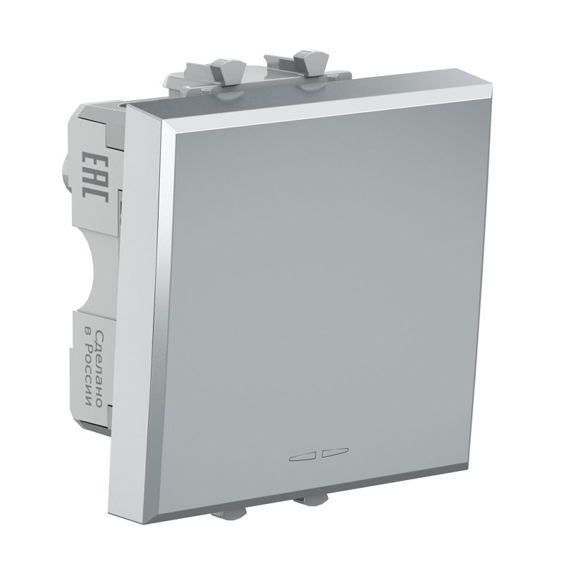 Выключатель модульный 1-кл. 2мод. Avanti "Закаленная сталь" 16А сер. DKC 4404102