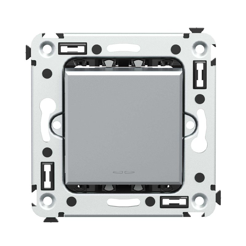 Выключатель 1-кл. 2мод. СП Avanti "Закаленная сталь" 16А сер. DKC 4404103