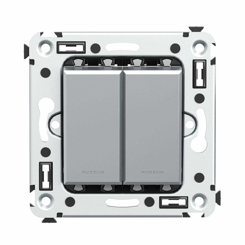 Выключатель 2-кл. 2мод. СП Avanti "Закаленная сталь" 16А сер. DKC 4404104