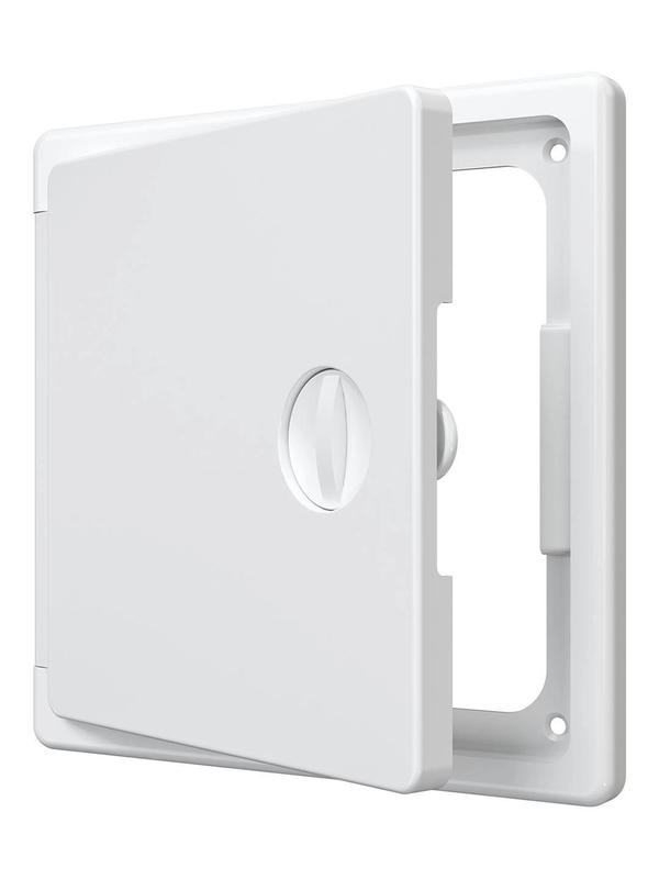 Люк-дверца ревизионная накладная 150х150мм с ручкой-задвижкой АБС бел. EVECS ЛТ1515П