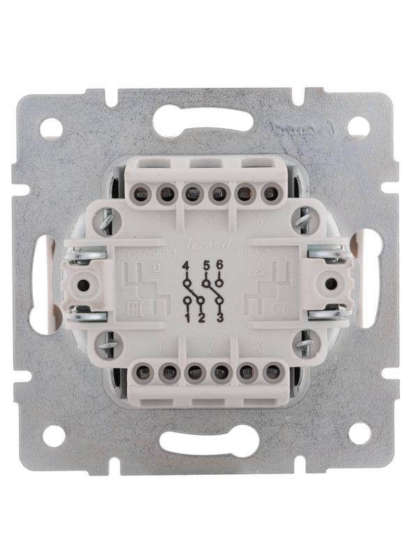 Переключатель проходной 2-кл. СП Rain IP20 механизм бел. LEZARD 703-0288-106