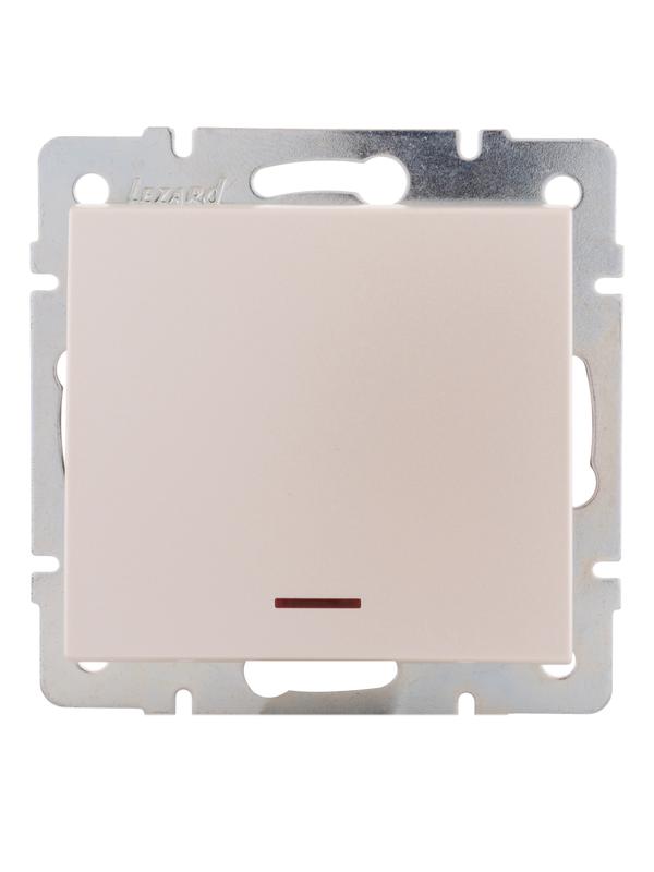 Выключатель 1-кл. СП Rain IP20 с подсветкой механизм жемчуж./бел. перламутр. LEZARD 703-3088-111