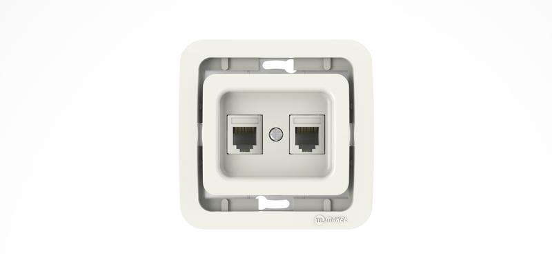 Розетка телефонная 2-м СП Mimoza TF без вставки евро стандарт бел. Makel 22034