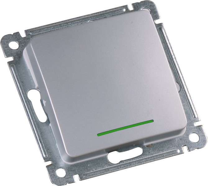 Выключатель 1-кл. СП 10А 250В с индикацией механизм серебр. HEGEL ВС10-412-06