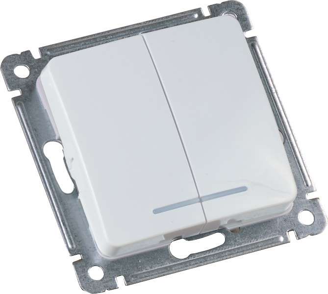 Выключатель 2-кл. СП 10А 250В с индикацией механизм бел. HEGEL ВС10-452