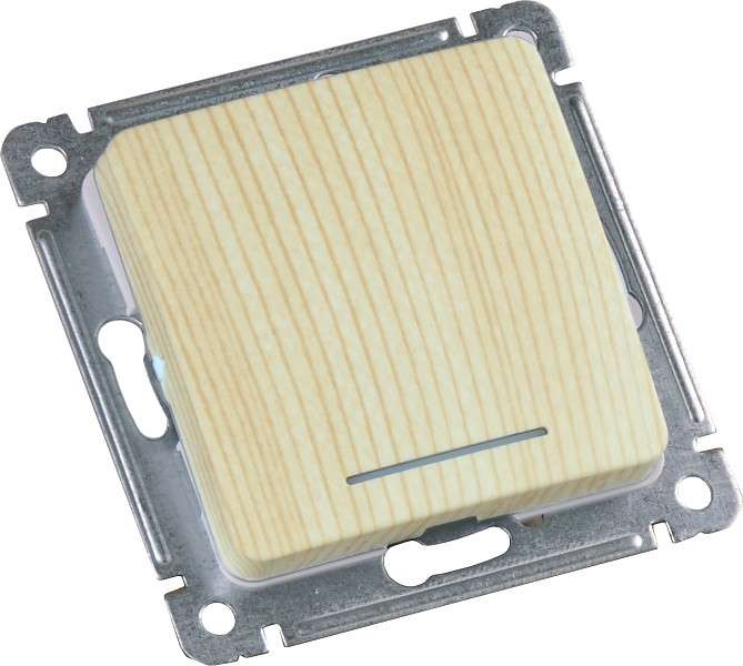 Переключатель 1-кл. СП 16А 250В с индикацией механизм сосна HEGEL ВС10-462-02