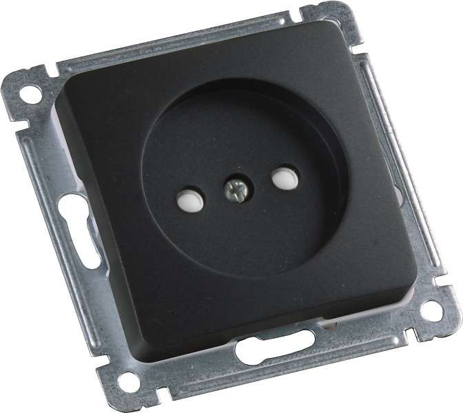 Розетка 1-м СП защ. шторки механизм черн. HEGEL РС16-402-08