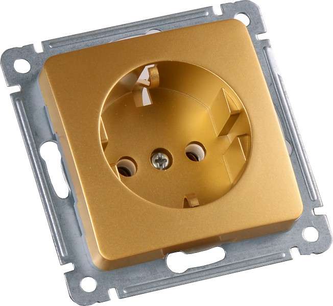 Розетка 1-м СП с заземл. механизм зол. HEGEL РС16-411-07