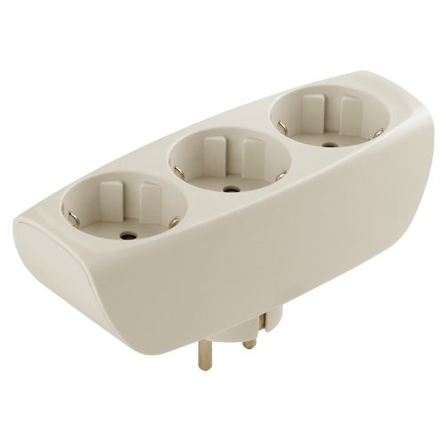 Разветвитель 3-м с заземл. 16А IP20 SP-3e-I защ. шторки сл. кость Эра Б0002370