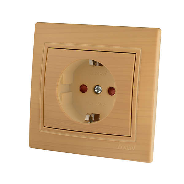 Розетка 1-м Mira защ. шторки керамика ясень LEZARD 701-4747-124