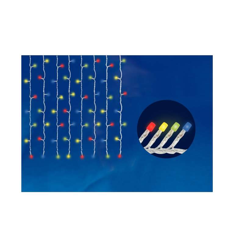 Занавес светодиодный ULD-C2030-240/SWK MULTI IP67 со стат. свечением 3х2м соединяемый 240LED разноцветный свет провод бел. Uniel UL-00001364